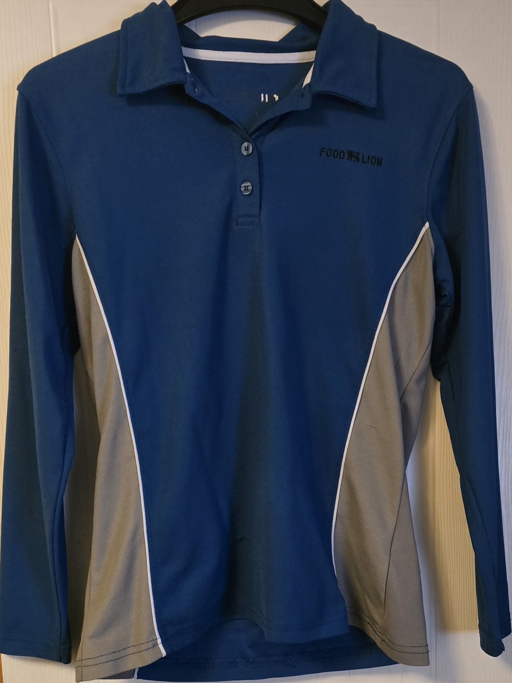 Women's Long Sleeve Polo - Blue/Gray